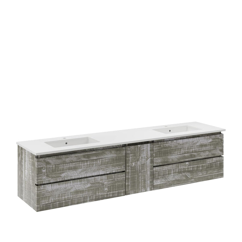 Formosa 84" Wall Mounted Double Basin Vanity Set with Cabinet and Quartz Vanity Top - image 21