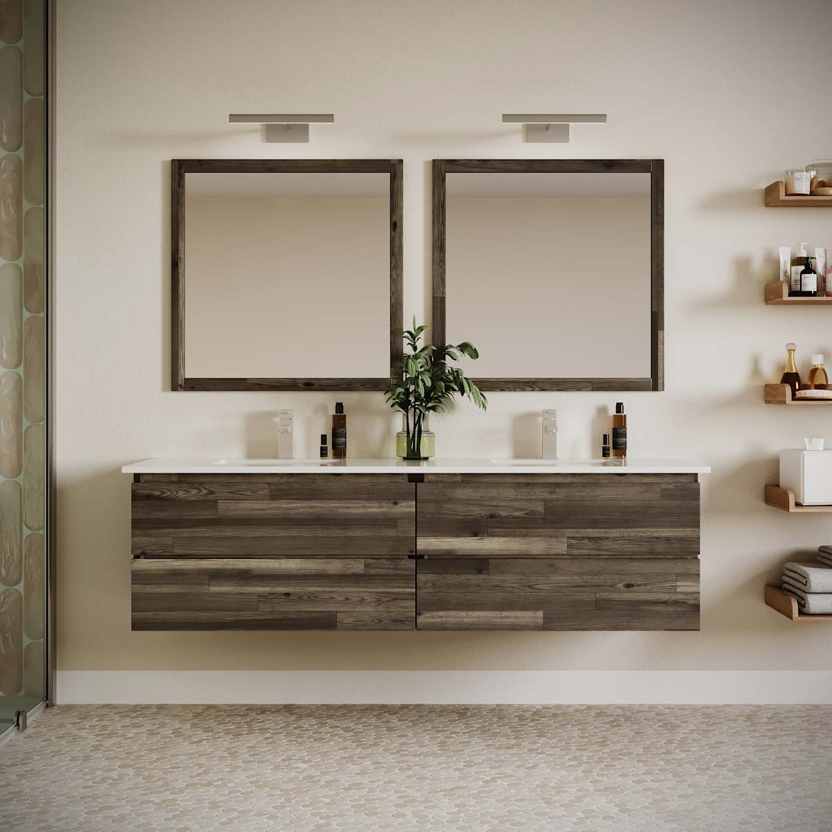 Formosa 70" Double Wall Mounted Vanity Cabinet - Less Vanity Top
