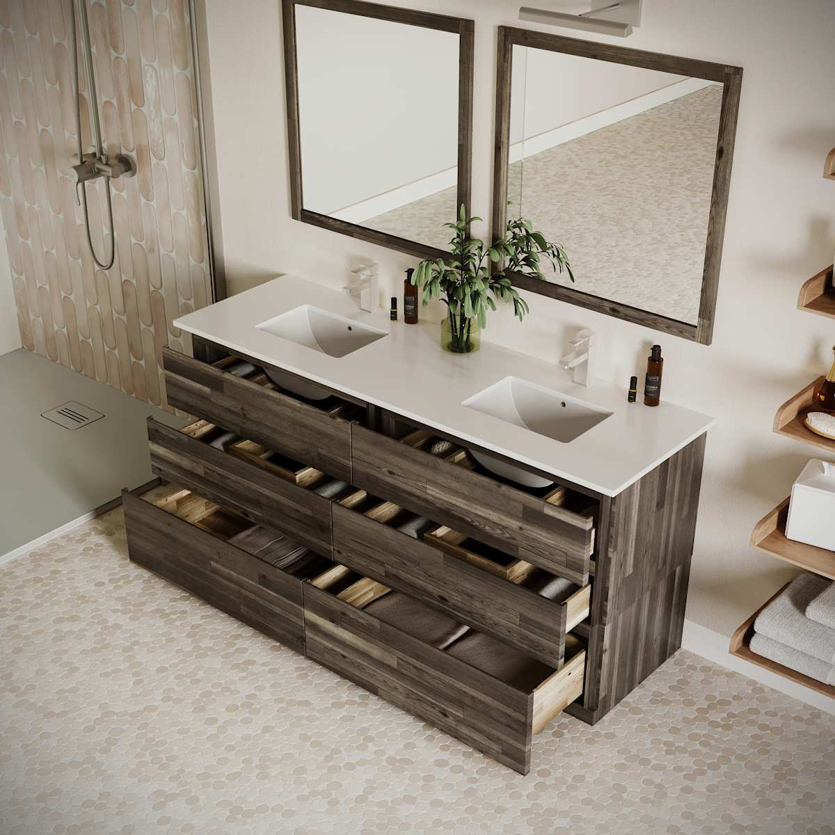Formosa 72" Free Standing Double Basin Vanity Set with Cabinet and Quartz Vanity Top