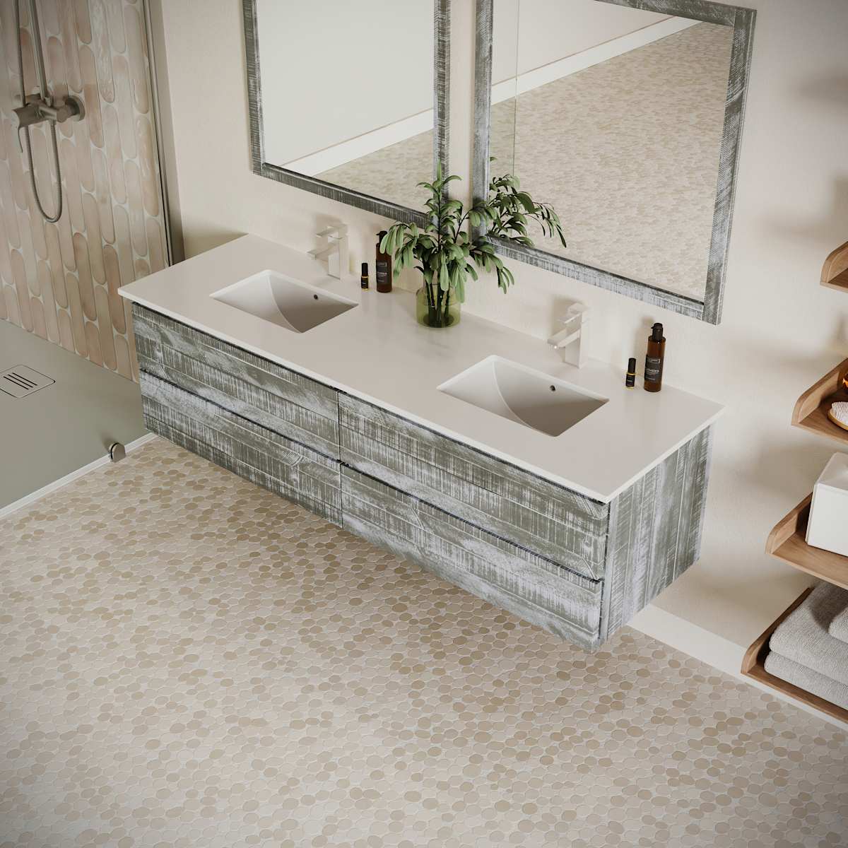 Formosa 72" Wall Mounted Double Basin Vanity Set with Cabinet and Quartz Vanity Top - image 19