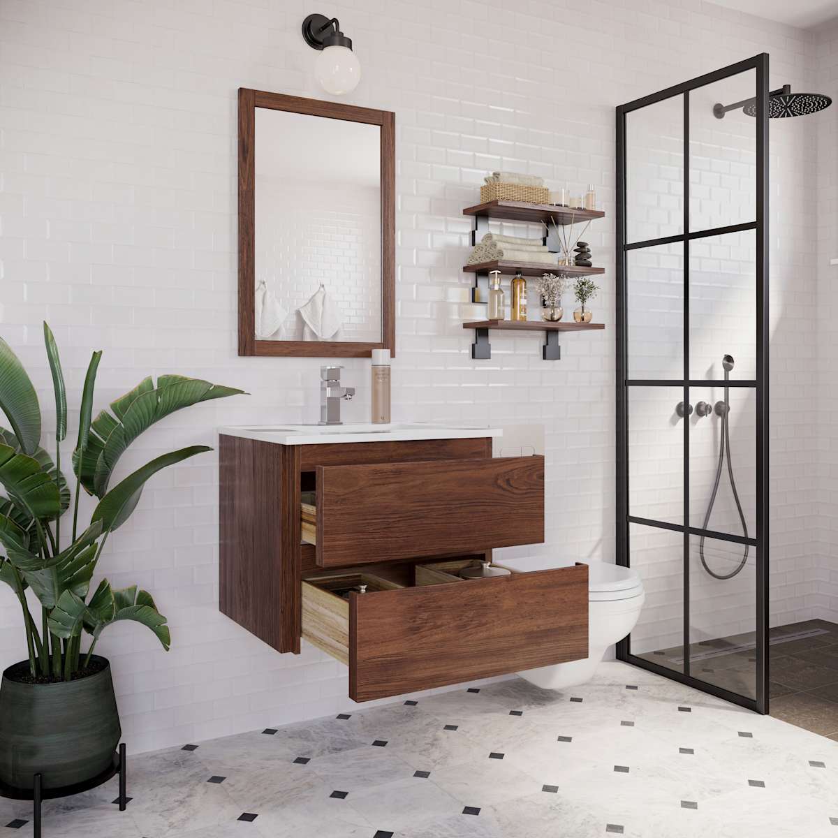 Formosa 24" Wall Mounted Single Basin Vanity Set with Cabinet and Quartz Vanity Top