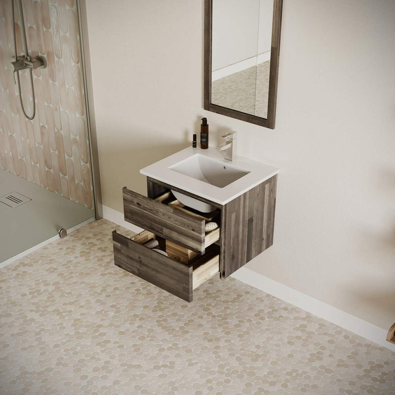 Formosa 24" Wall Mounted Single Basin Vanity Set with Cabinet and Quartz Vanity Top - image 3