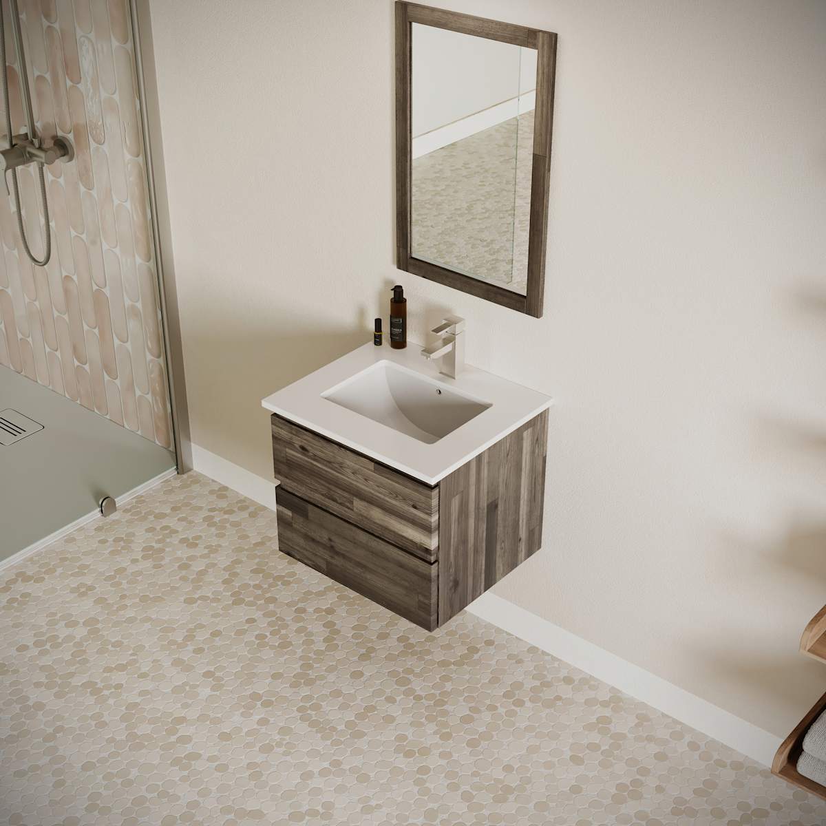 Formosa 24" Wall Mounted Single Basin Vanity Set with Cabinet and Quartz Vanity Top