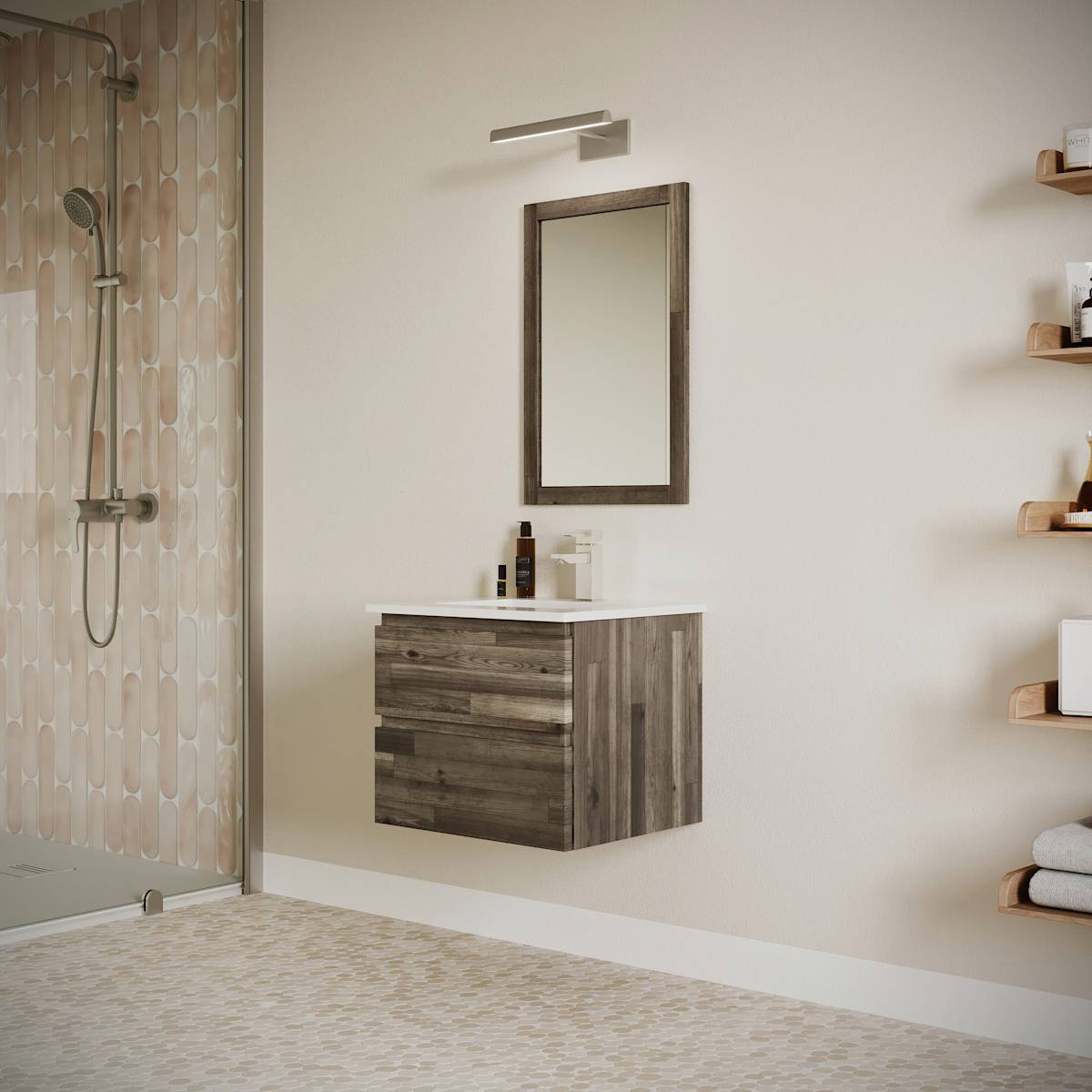Formosa 24" Wall Mounted Single Basin Vanity Set with Cabinet and Quartz Vanity Top