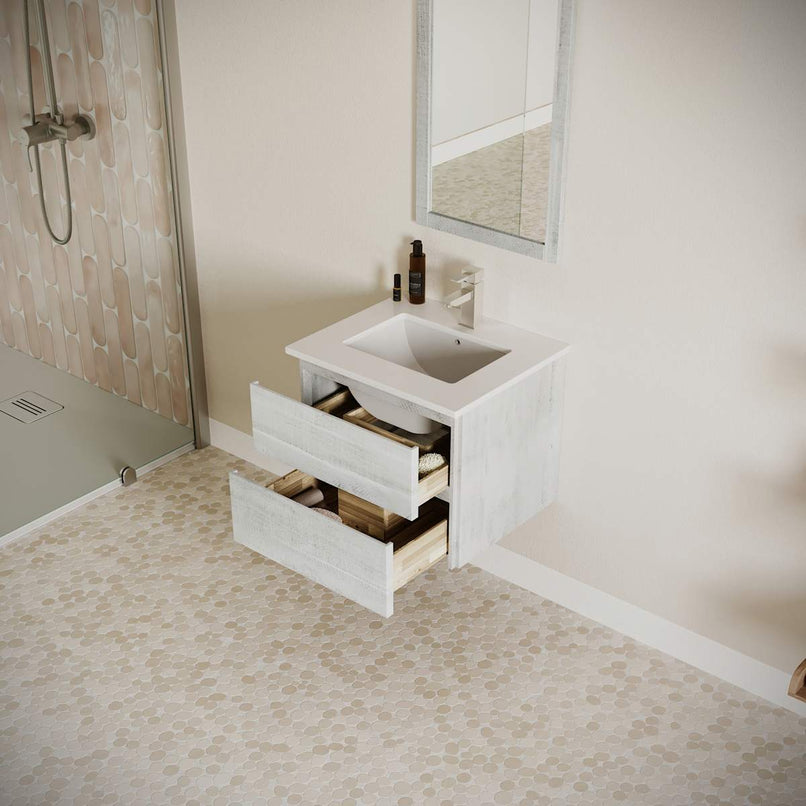 Formosa 24" Wall Mounted Single Basin Vanity Set with Cabinet and Quartz Vanity Top - image 15