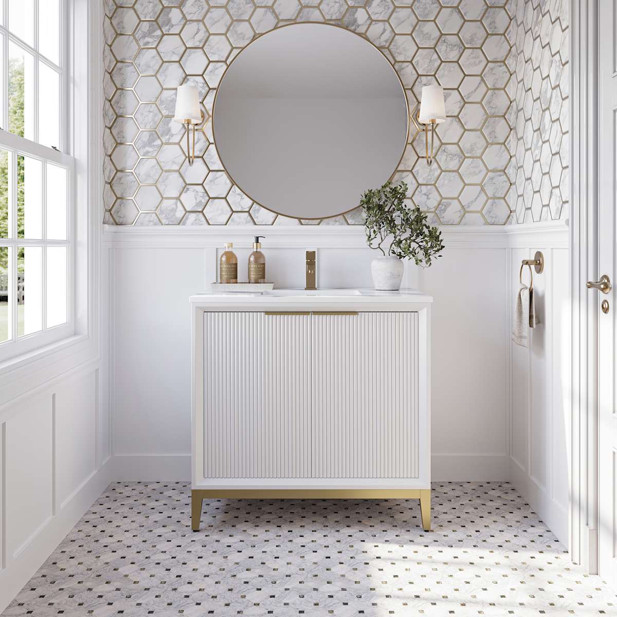 Wellington 36" Free Standing Single Basin Vanity Set with Cabinet and Quartz Vanity Top