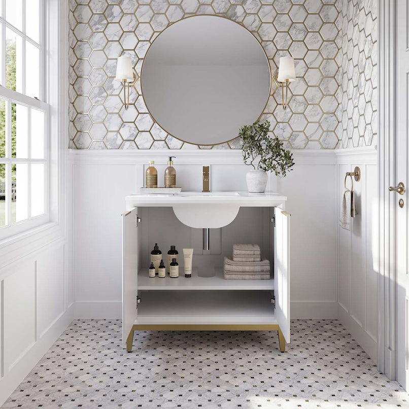 Wellington 36" Free Standing Single Basin Vanity Set with Cabinet and Quartz Vanity Top - image 3