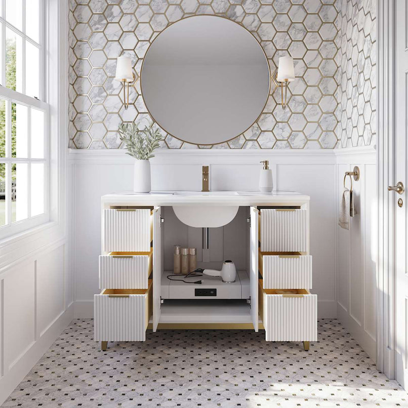 Wellington 48" Free Standing Single Basin Vanity Set with Cabinet and Quartz Vanity Top - image 3