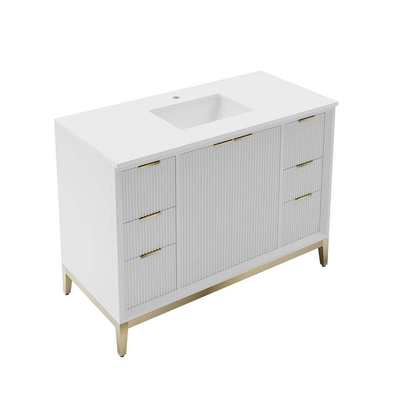 Wellington 48" Free Standing Single Basin Vanity Set with Cabinet and Quartz Vanity Top - image 4