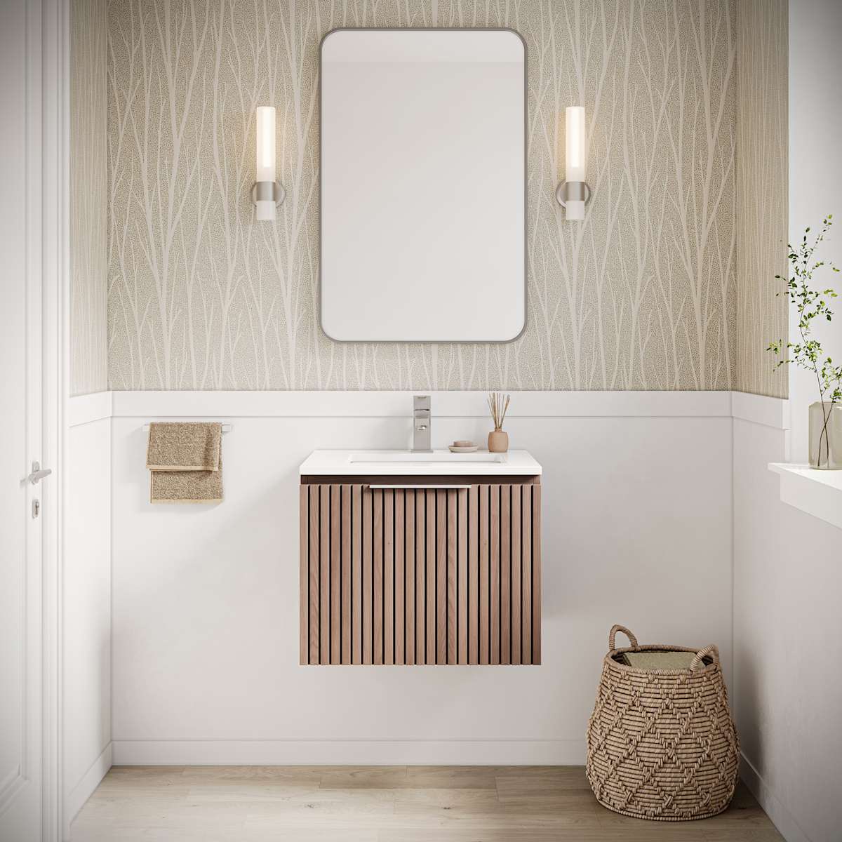 Elliot 24" Wall Mounted Single Basin Vanity Set with Cabinet and Quartz Vanity Top