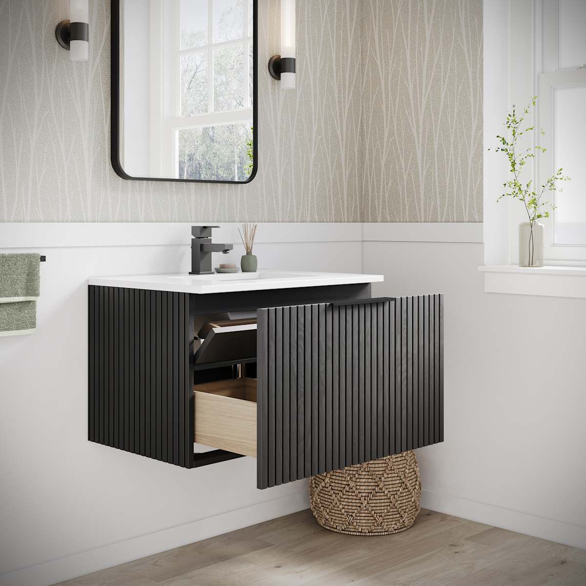 Elliot 30" Wall Mounted Single Basin Vanity Set with Cabinet and Quartz Vanity Top - image 3