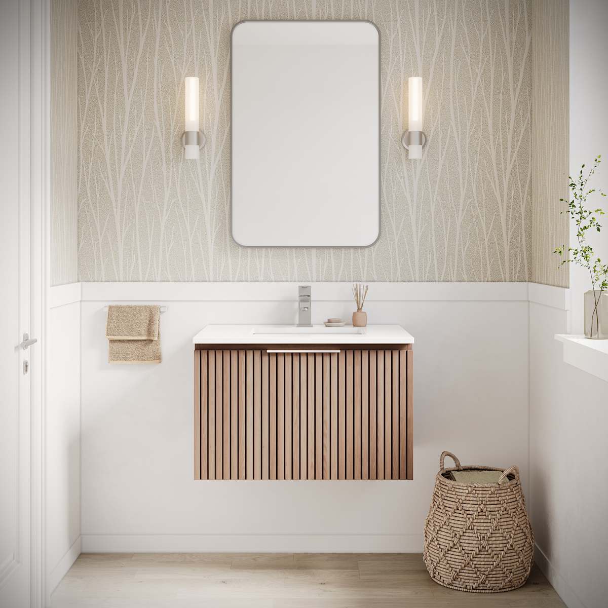 Elliot 30" Wall Mounted Single Basin Vanity Set with Cabinet and Quartz Vanity Top