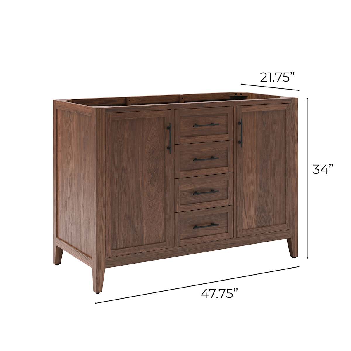 Silas 48" Single Free Standing Vanity Cabinet Only - Less Vanity Top