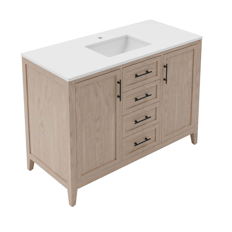 Silas 48" Free Standing Single Basin Vanity Set with Cabinet and Quartz Vanity Top - image 3