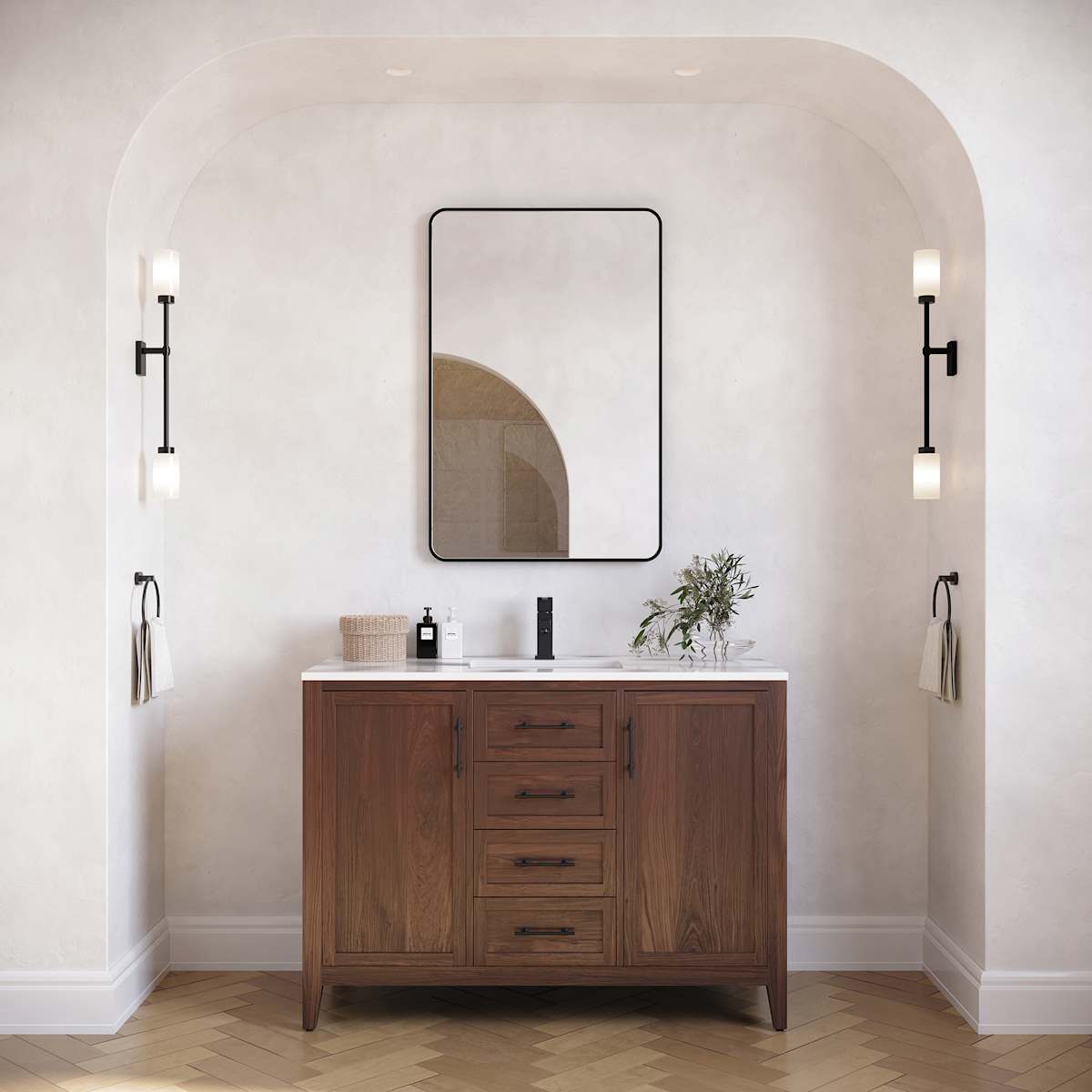 Silas 48" Free Standing Single Basin Vanity Set with Cabinet and Quartz Vanity Top