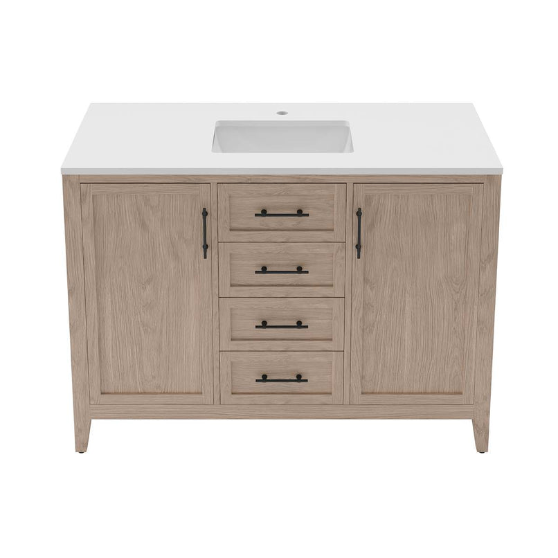 Silas 48" Free Standing Single Basin Vanity Set with Cabinet and Quartz Vanity Top - image 1