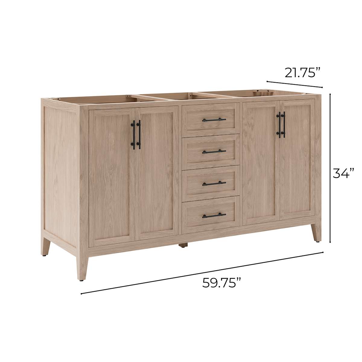 Silas 60" Double Free Standing Vanity Cabinet Only - Less Vanity Top