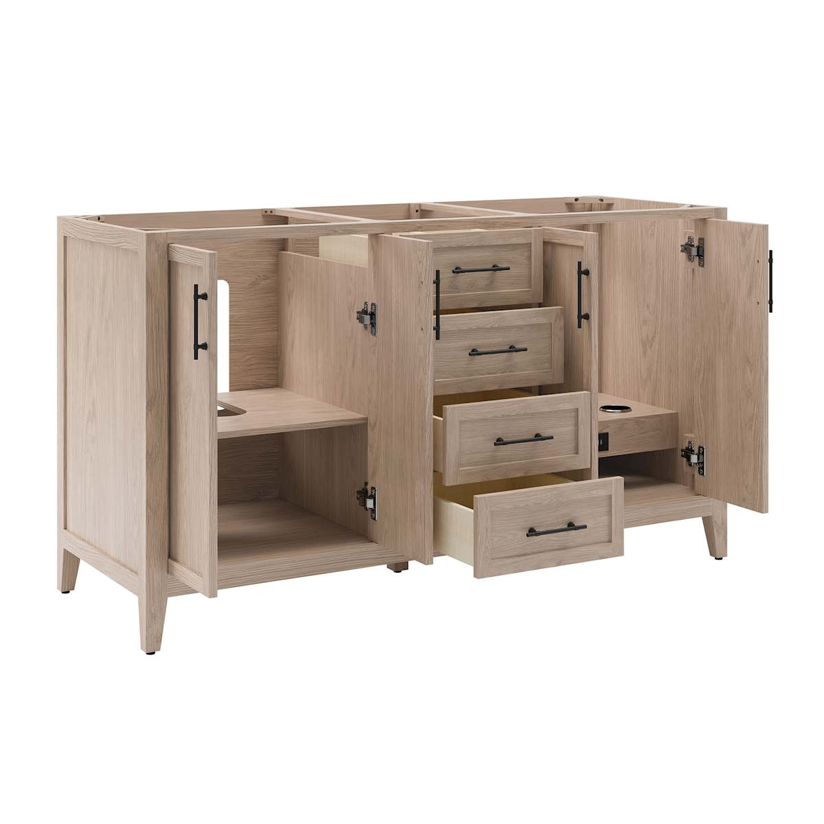 Silas 60" Double Free Standing Vanity Cabinet Only - Less Vanity Top