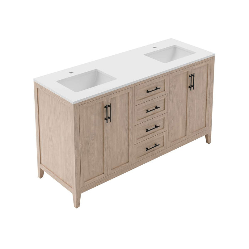 Silas 60" Free Standing Double Basin Vanity Set with Cabinet and Quartz Vanity Top - image 4