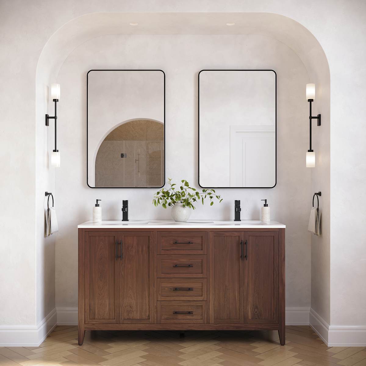 Silas 60" Free Standing Double Basin Vanity Set with Cabinet and Quartz Vanity Top