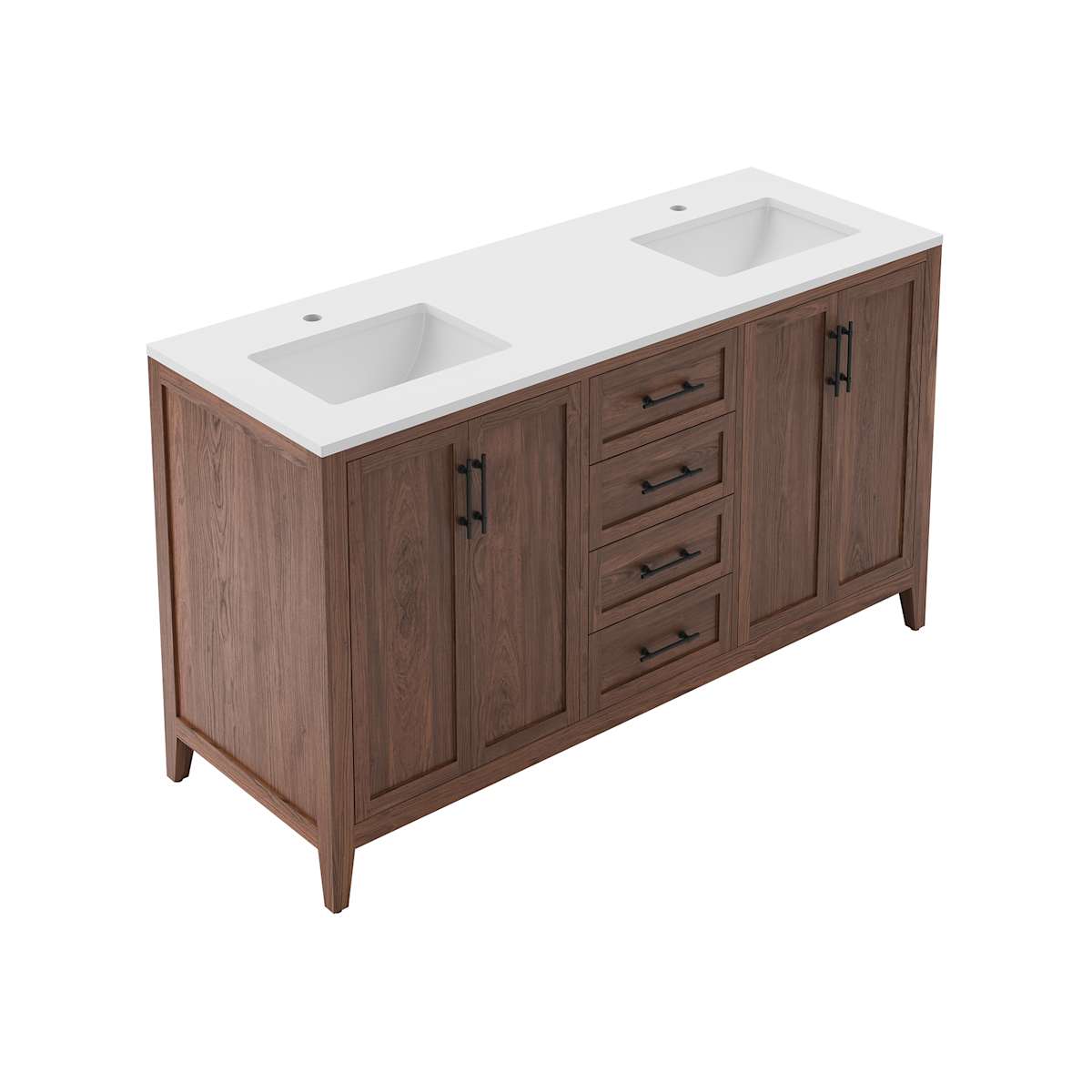Silas 60" Free Standing Double Basin Vanity Set with Cabinet and Quartz Vanity Top