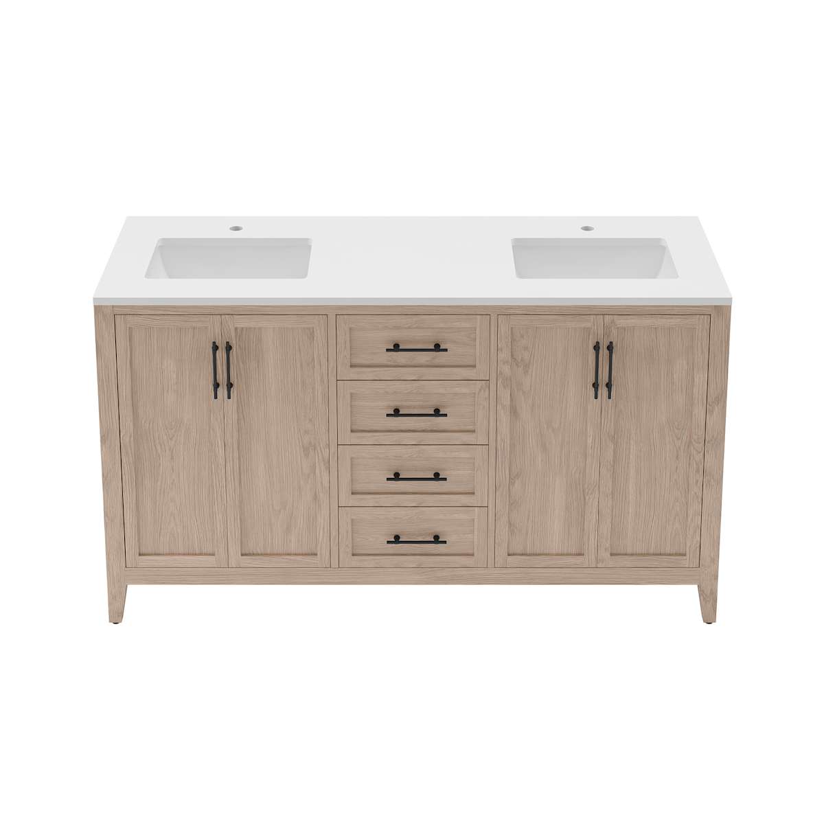Silas 60" Free Standing Double Basin Vanity Set with Cabinet and Quartz Vanity Top