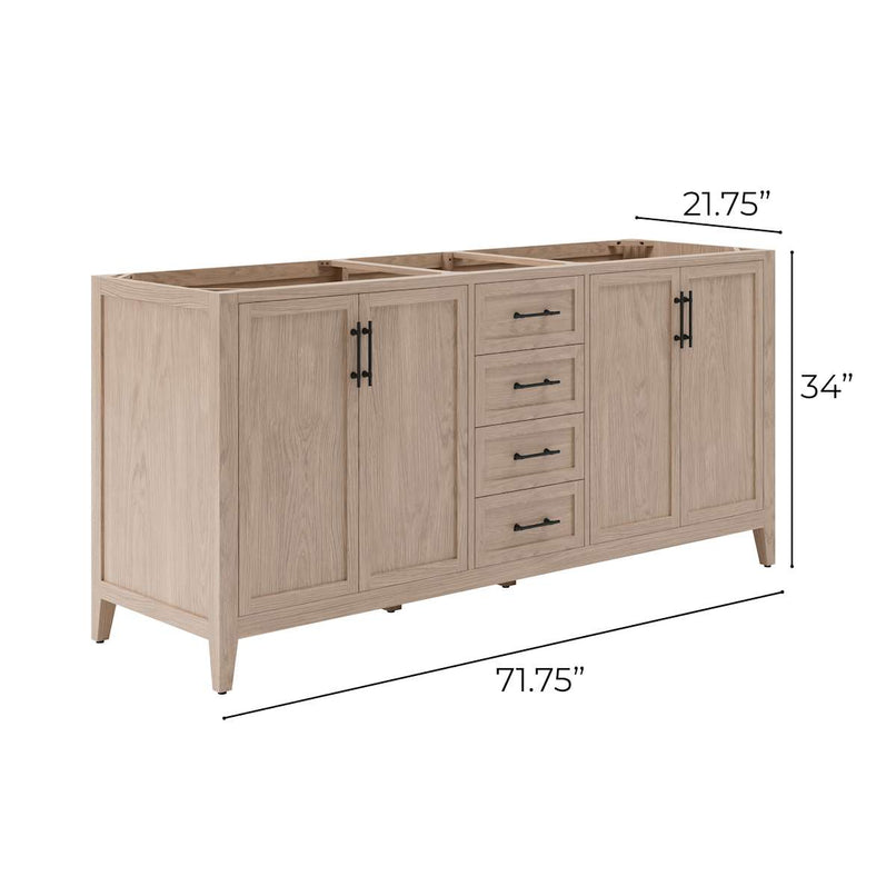 Silas 72" Double Free Standing Vanity Cabinet Only - Less Vanity Top - image 4