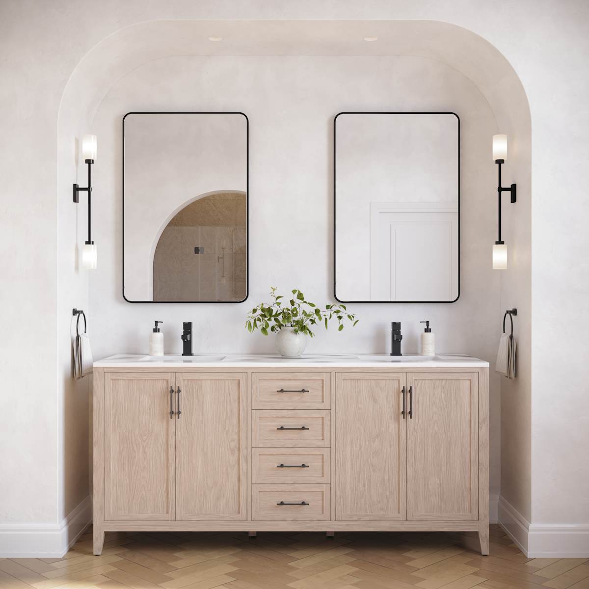 Silas 72" Free Standing Double Basin Vanity Set with Cabinet and Quartz Vanity Top