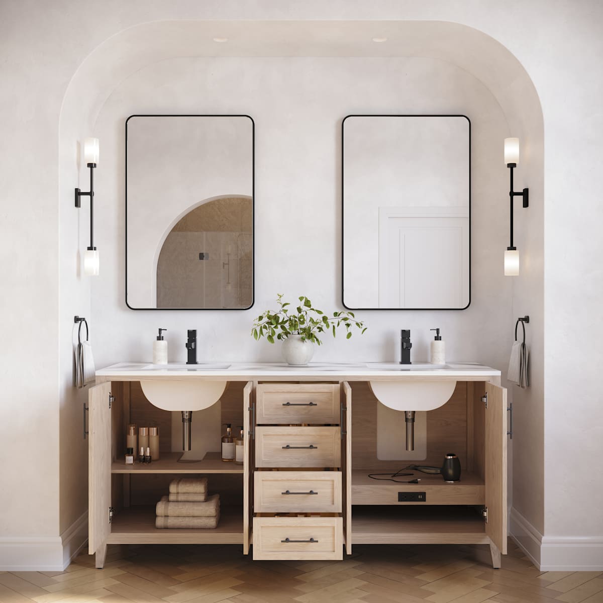 Silas 72" Free Standing Double Basin Vanity Set with Cabinet and Quartz Vanity Top