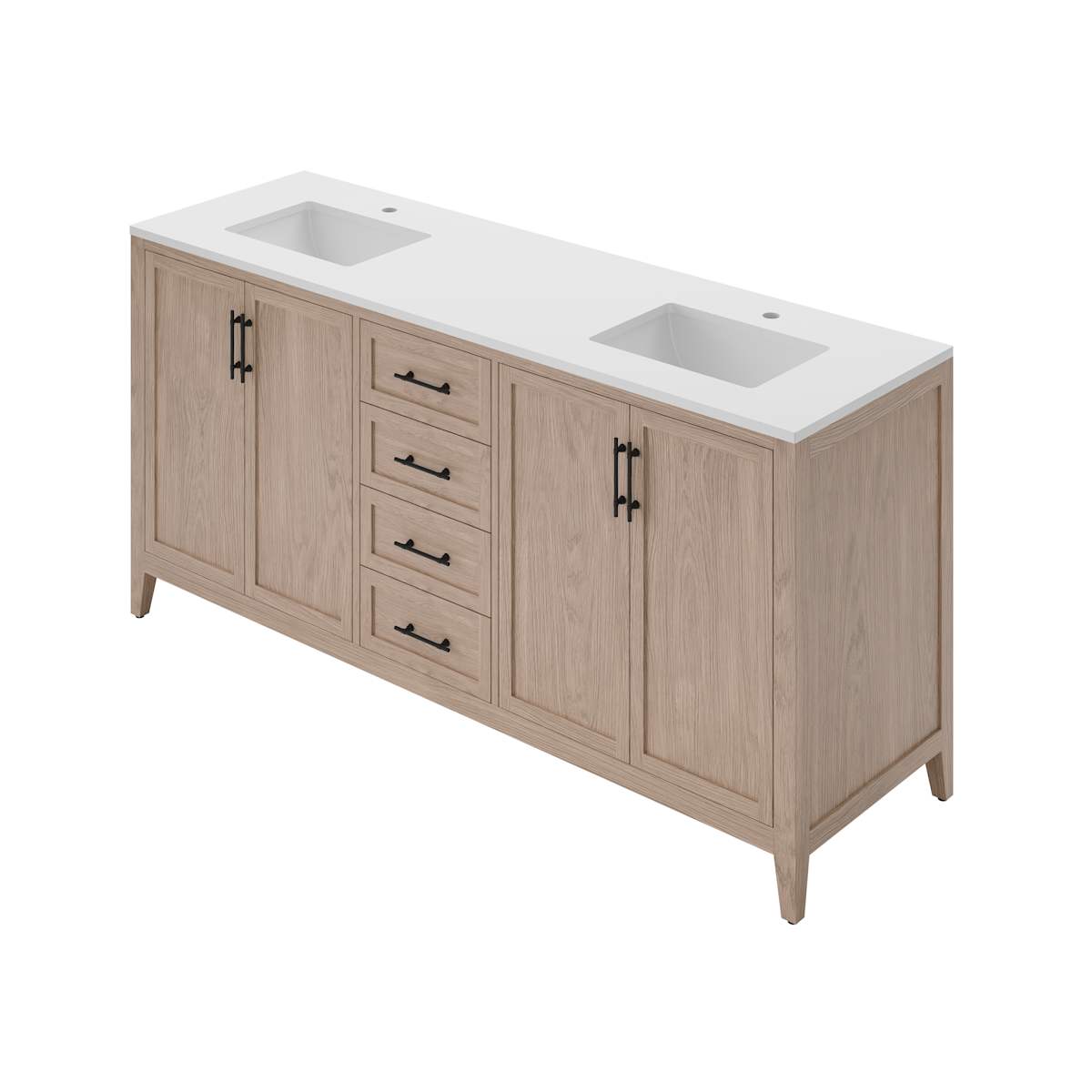 Silas 72" Free Standing Double Basin Vanity Set with Cabinet and Quartz Vanity Top