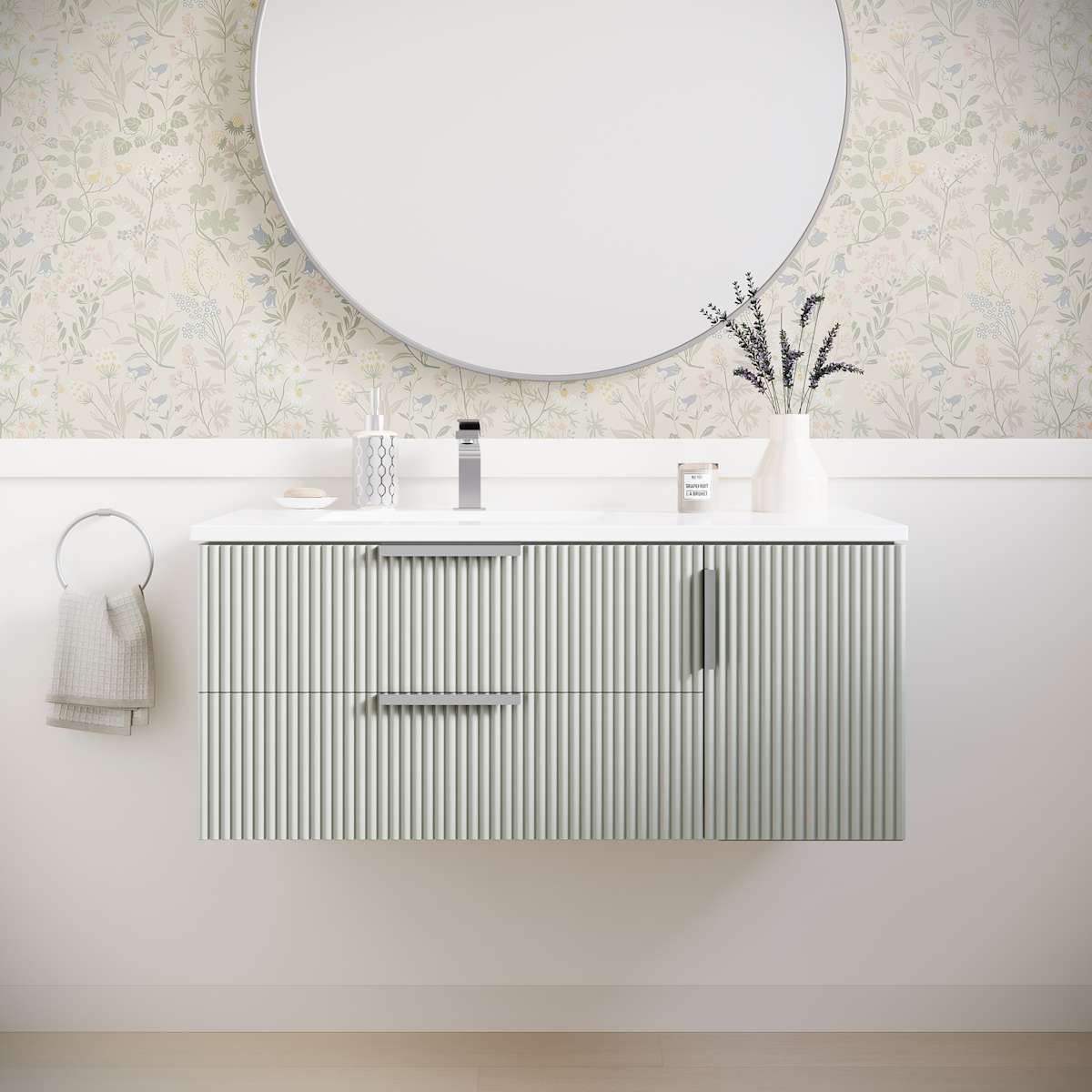 Camille 36" Wall Mounted Single Basin Vanity Set with Cabinet and Quartz Vanity Top - image 9
