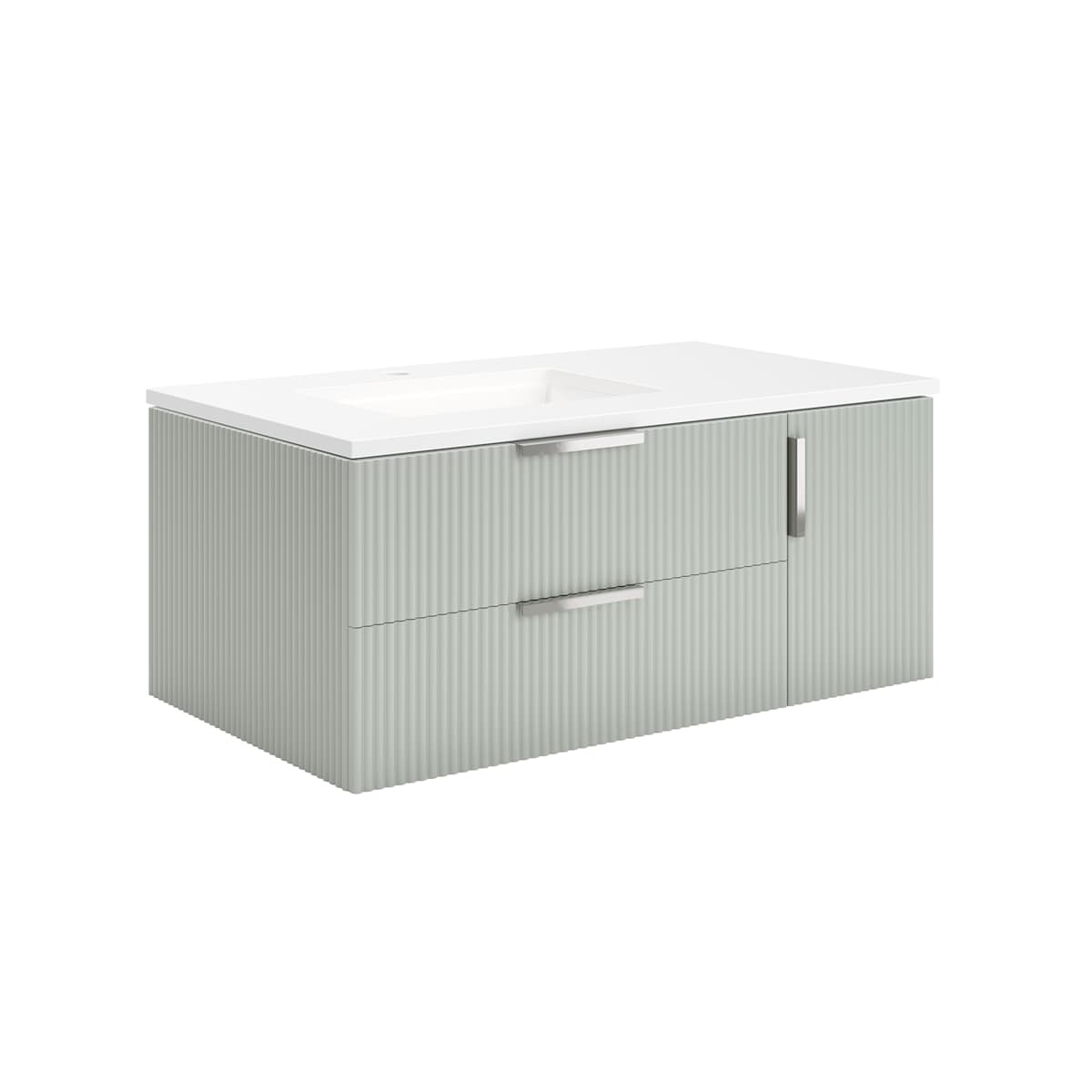 Camille 36" Wall Mounted Single Basin Vanity Set with Cabinet and Quartz Vanity Top
