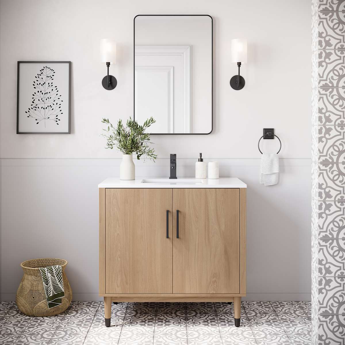 Sawyer 36" Free Standing Single Basin Vanity Set with Cabinet and Quartz Vanity Top - image 9