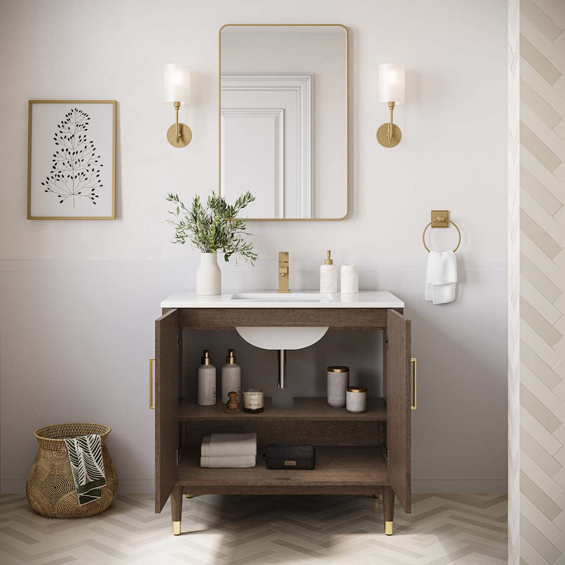 Sawyer 36" Free Standing Single Basin Vanity Set with Cabinet and Quartz Vanity Top - image 3