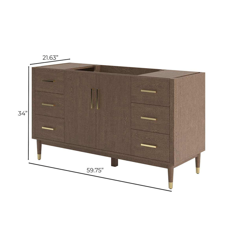Sawyer 60" Single Free Standing Vanity Cabinet Only - Less Vanity Top - image 8