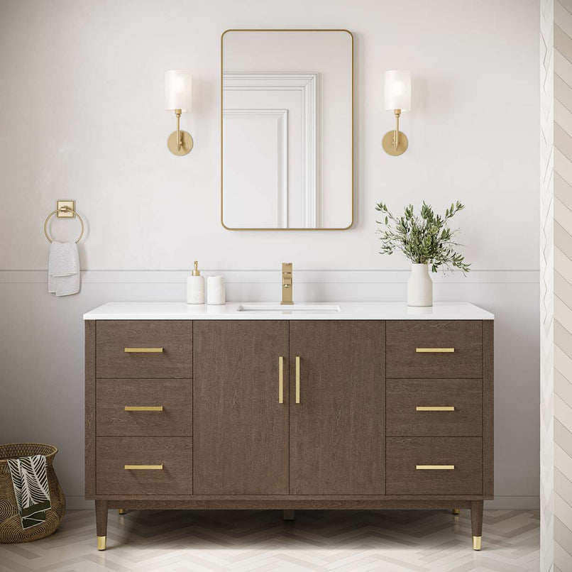 Sawyer 60" Free Standing Single Basin Vanity Set with Cabinet and Quartz Vanity Top - image 2