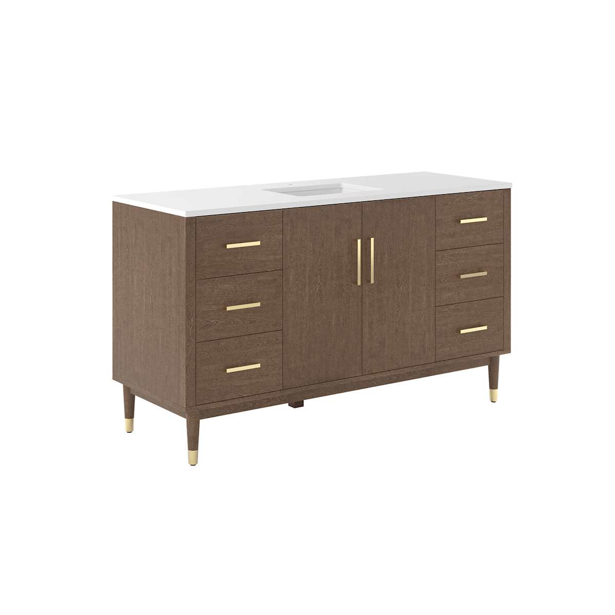 Sawyer 60" Free Standing Single Basin Vanity Set with Cabinet and Quartz Vanity Top