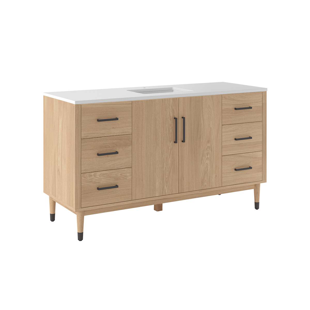 Sawyer 60" Free Standing Single Basin Vanity Set with Cabinet and Quartz Vanity Top