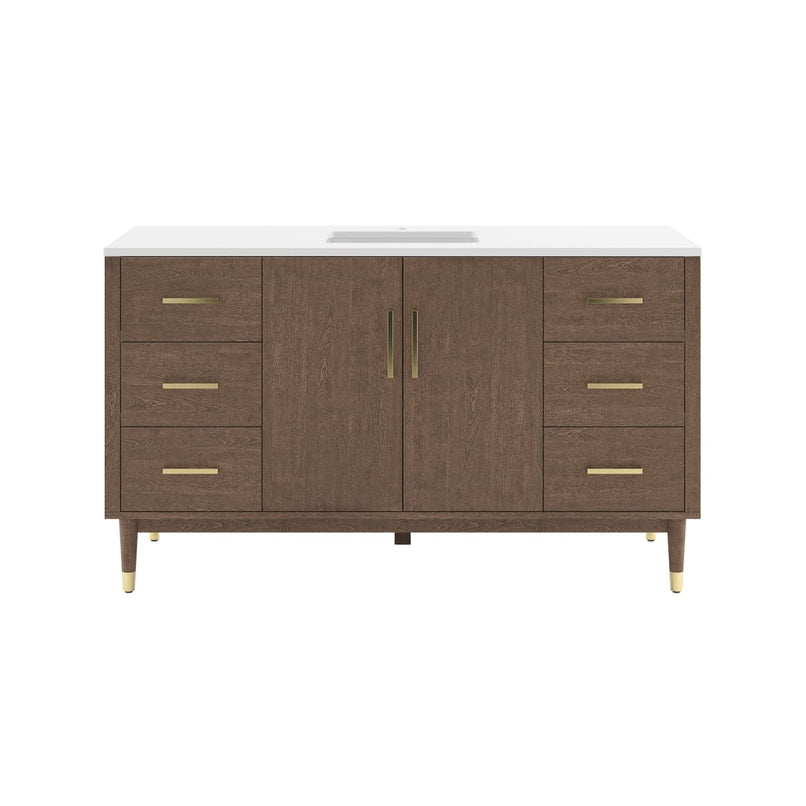 Sawyer 60" Free Standing Single Basin Vanity Set with Cabinet and Quartz Vanity Top - image 1