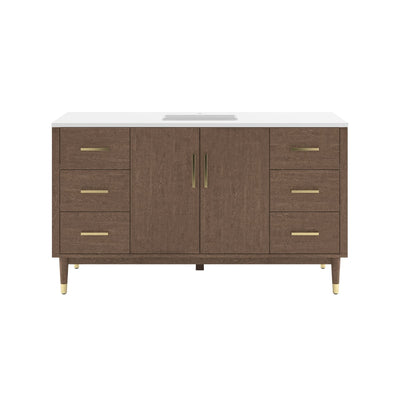 Sawyer 60" Free Standing Single Basin Vanity Set with Cabinet and Quartz Vanity Top - image 1