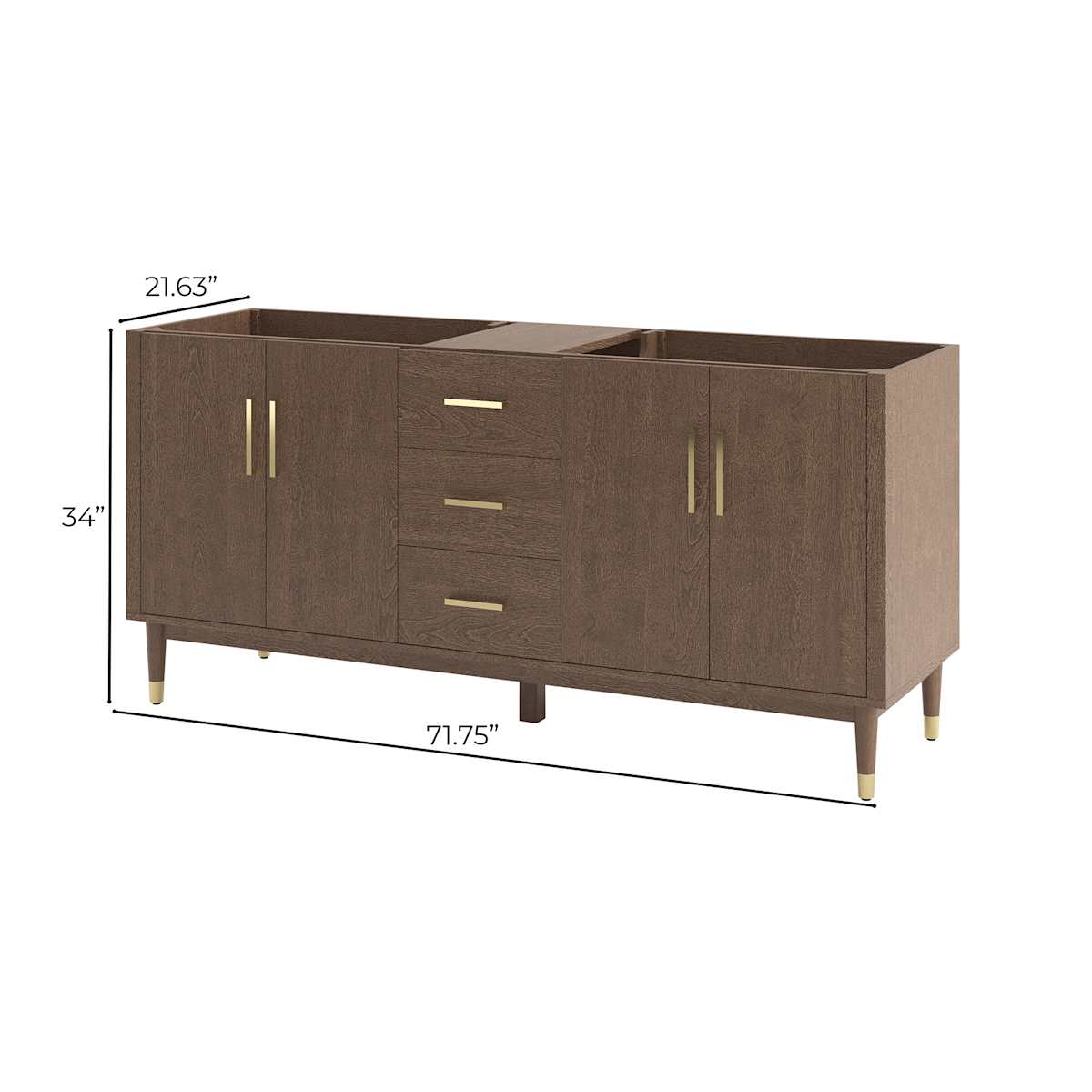 Sawyer 72" Double Free Standing Vanity Cabinet Only - Less Vanity Top