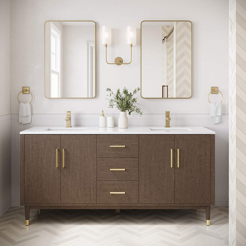 Sawyer 72" Free Standing Double Basin Vanity Set with Cabinet and Quartz Vanity Top - image 2