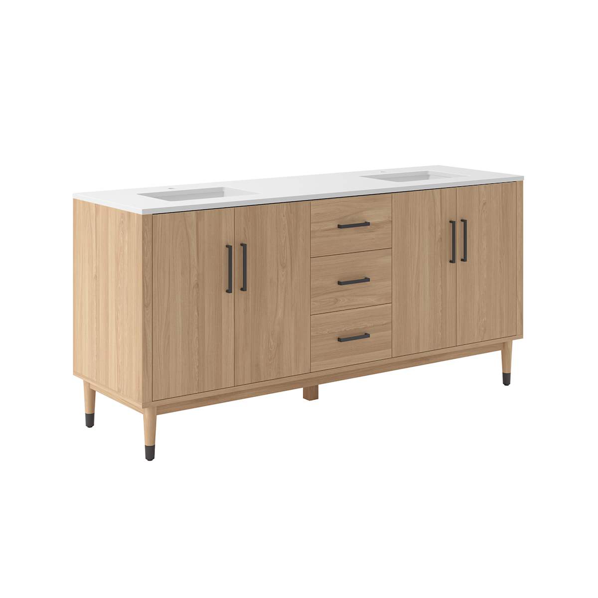 Sawyer 72" Free Standing Double Basin Vanity Set with Cabinet and Quartz Vanity Top