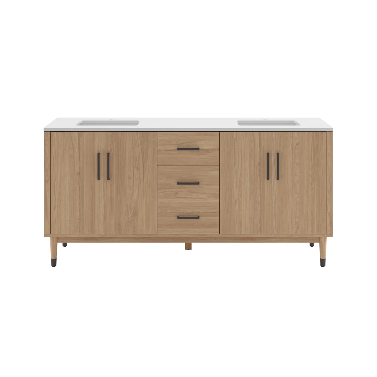 Sawyer 72" Free Standing Double Basin Vanity Set with Cabinet and Quartz Vanity Top