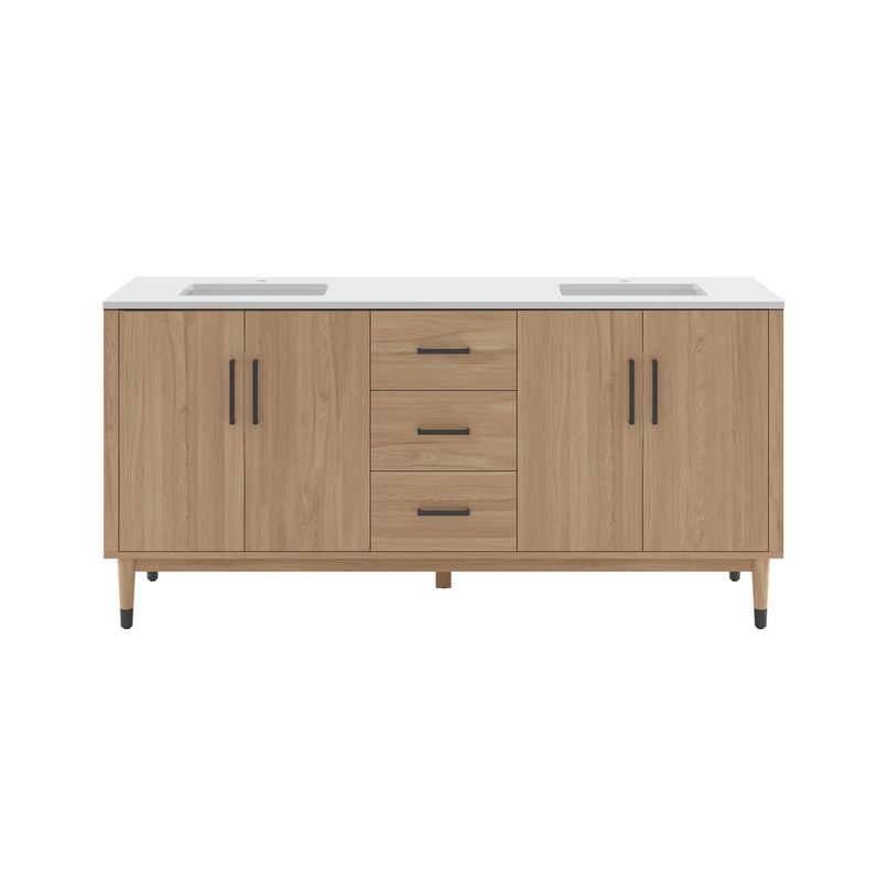 Sawyer 72" Free Standing Double Basin Vanity Set with Cabinet and Quartz Vanity Top - image 1