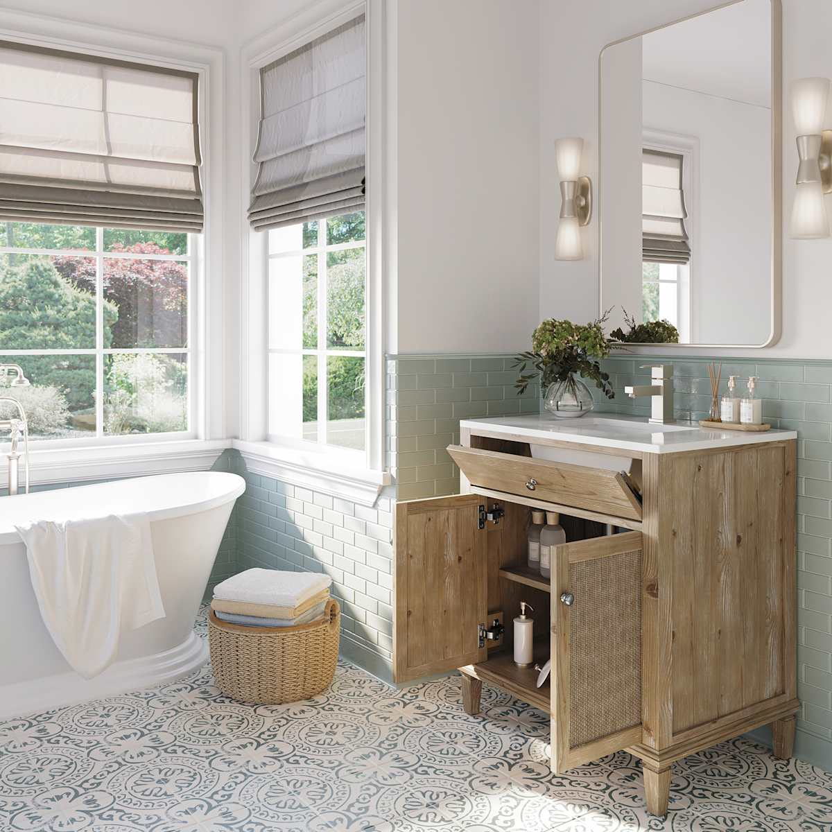 Cora 30" Free Standing Single Basin Vanity Set with Cabinet and Quartz Vanity Top