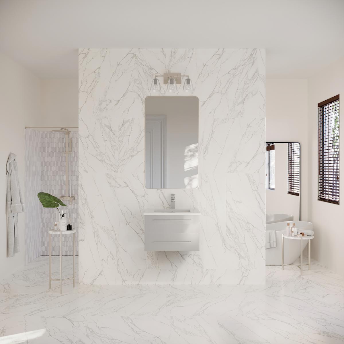 Lucera 24" Wall Mounted Single Basin Vanity Set with Cabinet and Quartz Vanity Top