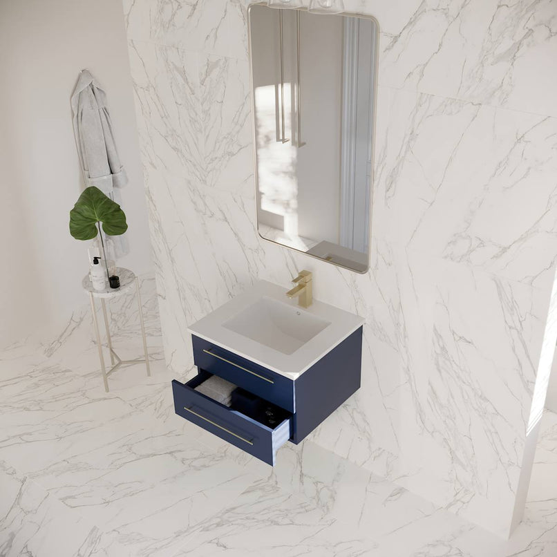 Lucera 24" Wall Mounted Single Basin Vanity Set with Cabinet and Quartz Vanity Top - image 15