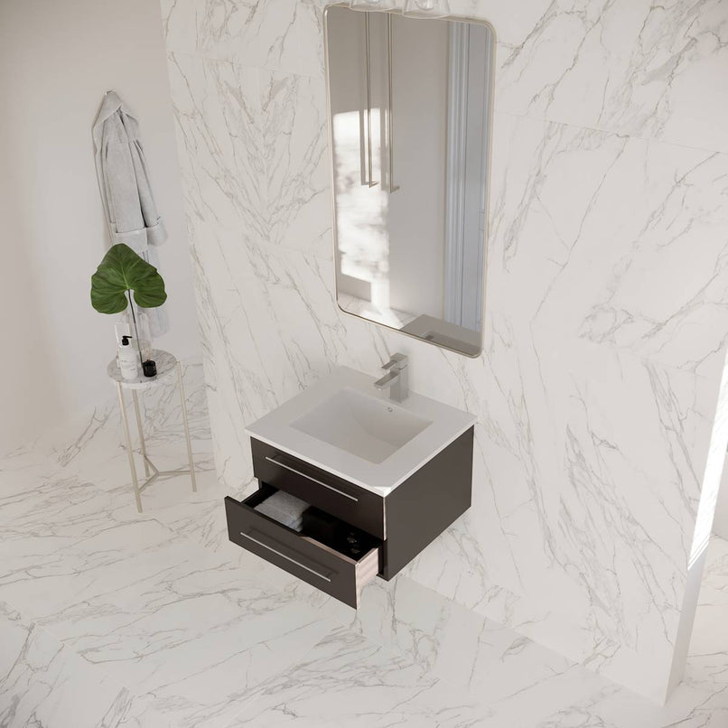 Lucera 24" Wall Mounted Single Basin Vanity Set with Cabinet and Quartz Vanity Top - image 3