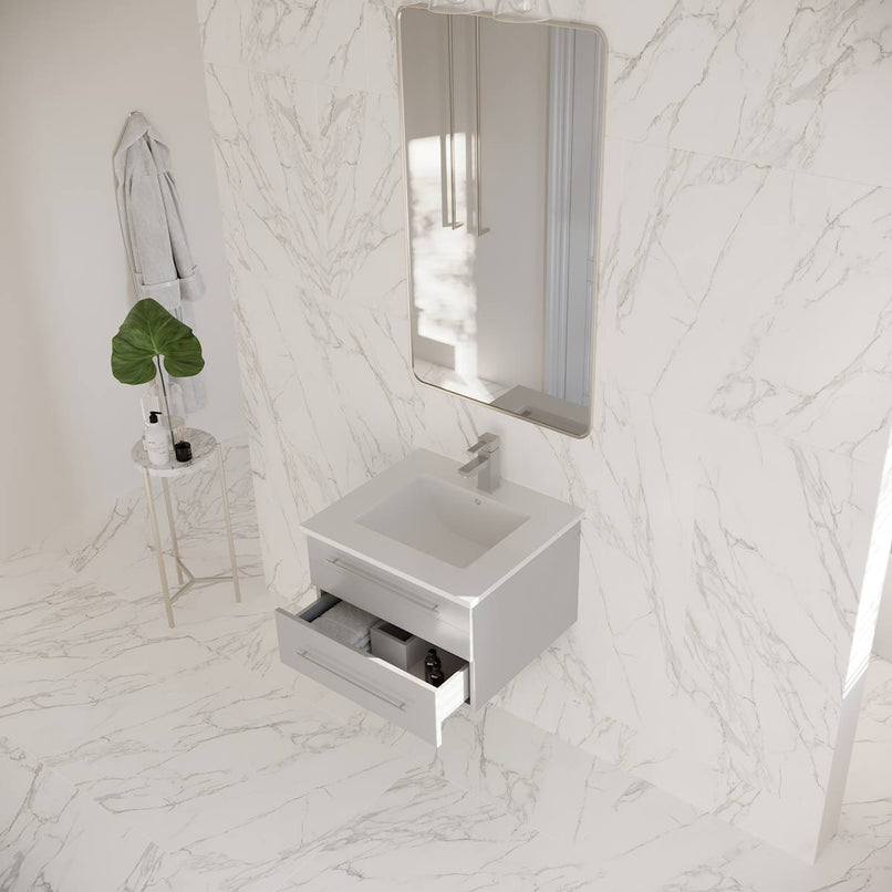 Lucera 24" Wall Mounted Single Basin Vanity Set with Cabinet and Quartz Vanity Top - image 9